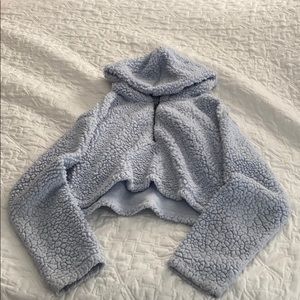 light blue pacsun cropped sherpa